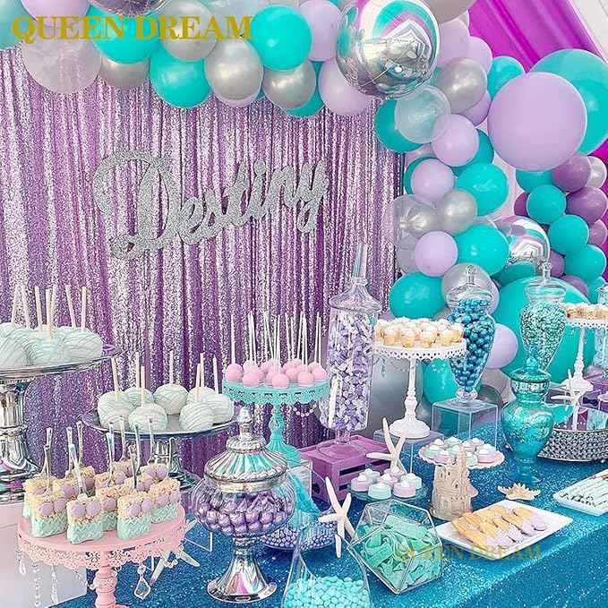 Light Purple Sequin Backdrop Curtains 2 Panels 2FTx8FT Photo Backdrop Glitter Birthday Party Curtains