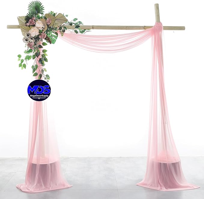 MDS Halloween Chiffon Draping Fabric - 1 Panel, 30" Wide x 20ft Long - Sheer Spooky Arbor & Canopy Drapery for Haunted House Backdrops, Party Ceilings, DIY Costumes & Themed Events - Blush Pink