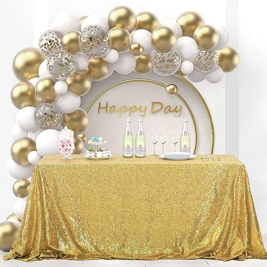 OQSQ Gold Sequin Tablecloth - 60x102 inch, Glitter Tablecloth, Sparkle Sequence Table Cover for Wedding,Birthday Party,Bridal Shower Decorations