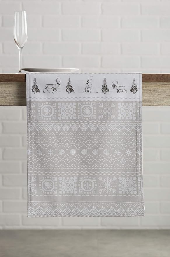 Maison d' Hermine Table Runner 100% Cotton Single Layer Table Runners 60 inches Long for Thanksgiving Christmas Decorations Home Kitchen Dining Party Wedding (Cozy Christmas, 14.5" x 60")