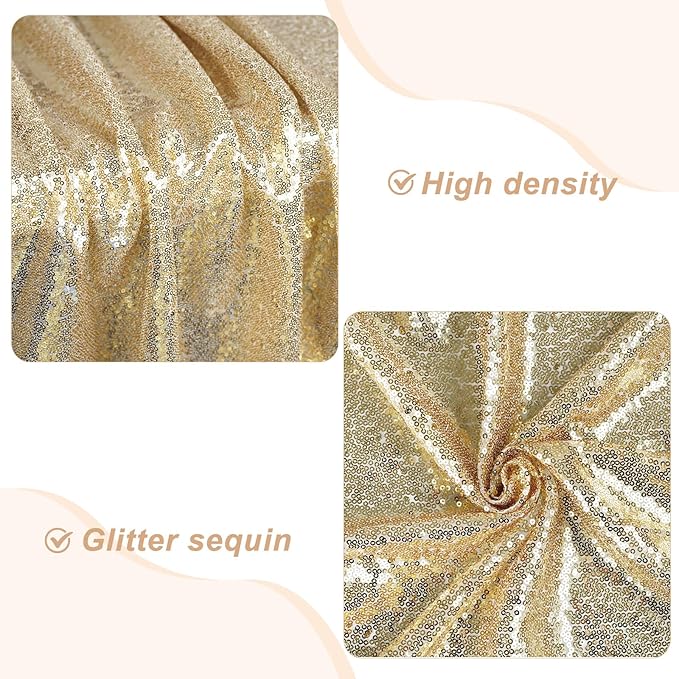 PartyDelight Sequin Backdrop Light Gold 6FTx7FT Wedding Curtain Special Events Party