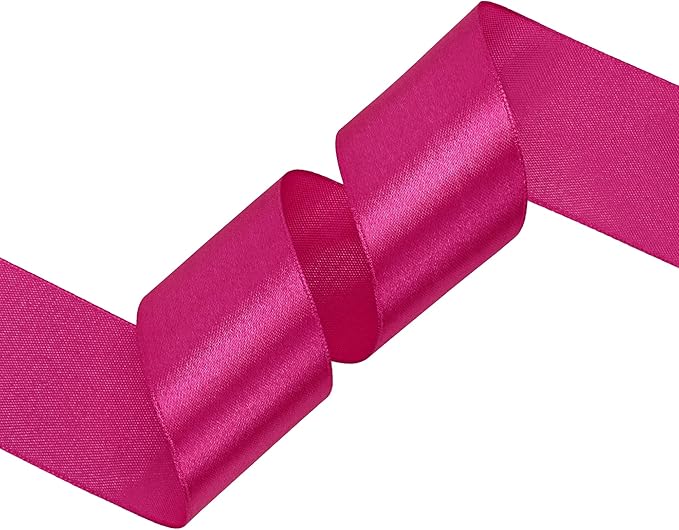 Rose Red Satin Ribbon 1-1/2 inch X Continuous 50 Yards, Single Face Polyester Ribbon Perfect for Gift Wrapping, Flower Bouquet, Wedding Decor, Crafts, Bow Making, Sewing and More