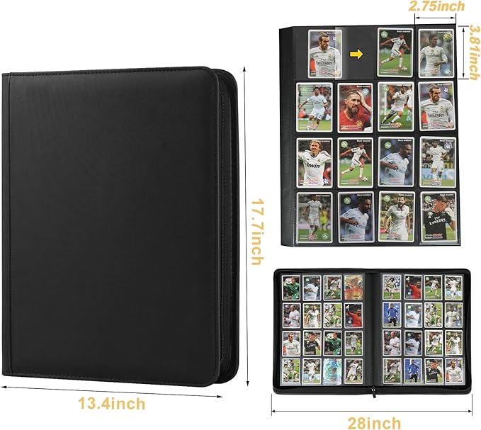 Trading Card Binder 16 Pocket, 1024 Pockets Card Binders, Card Collection Binder, Card Album Folder for MTG, TCG, Sports Cards, Game Cards (Black)