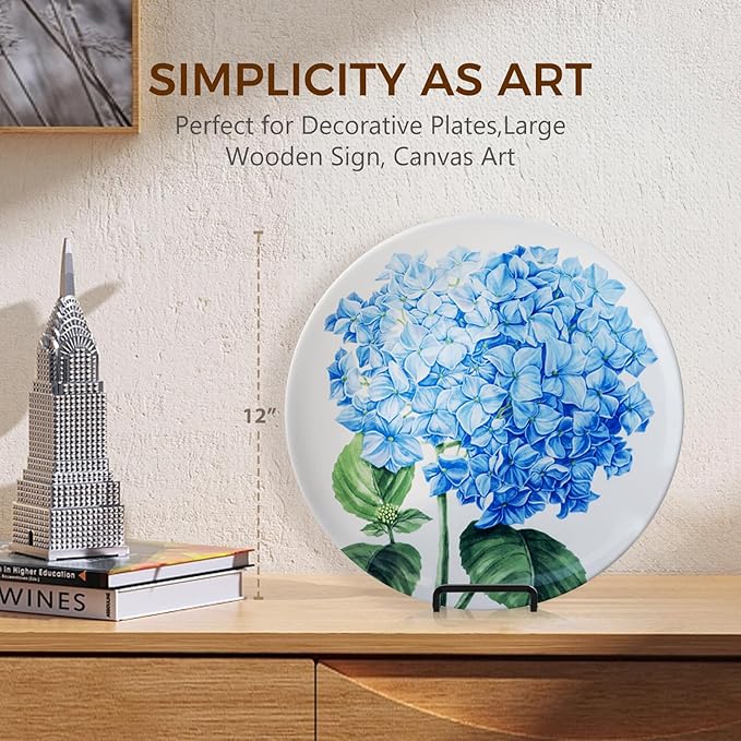 Plate Holder Easel Display Stand - 8 inch Metal Plate Stands for Display - Tabletop Picture Stand - Black Iron Easels for Display Pictures | Photo Frames | Book | Decorative Plates | Plaque - 2 Pack