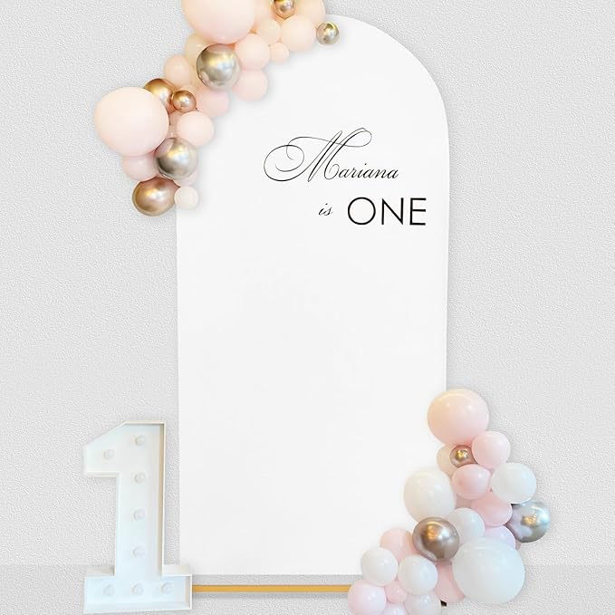 SoarDream Arch Backdrop Cover White Spandex Fitted 5FT White Wedding Arch Covers Balloon Round Top Chiara Arch Backdrop Fabric for Bridal Shower Wedding Birthday Party Stage Decoations