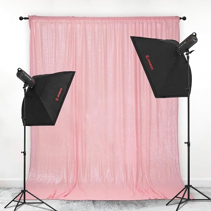 PartyDelight Pink Sequin Backdrop 8FTx8FT Wedding Curtain Special Events Party