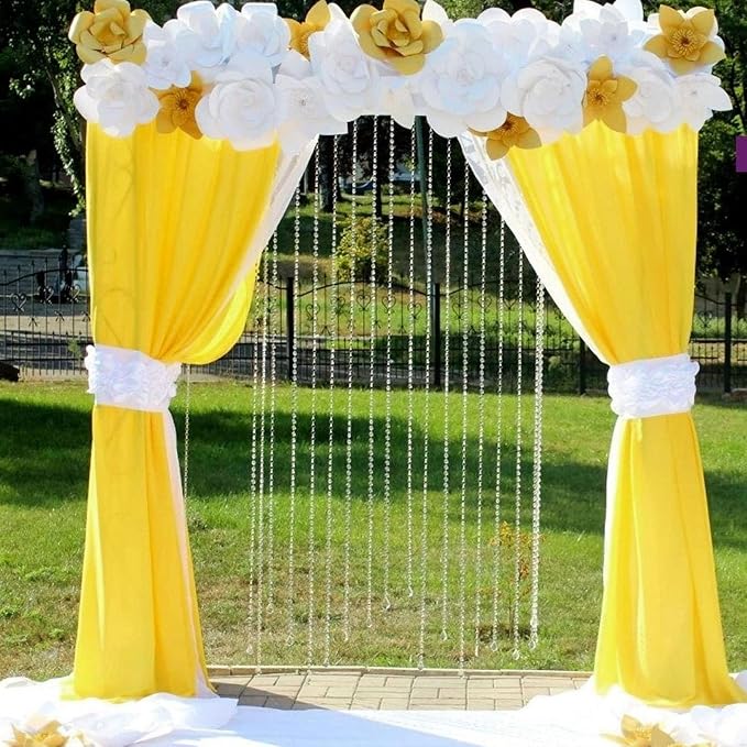 2 Panels Yellow Backdrop Curtain, 10 x 10 Feet Satin Background Curtains for Parties, Weddings, Baby Showers, Halloween, Christmas Birthday Party Photoshoot Backdrop Curtains Decorations