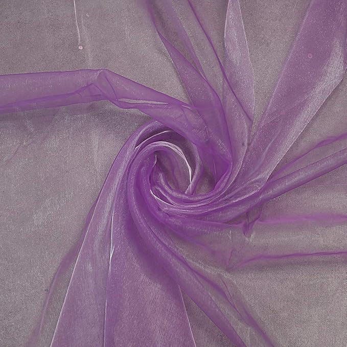 VDS Light Purple Organza Fabric, 10 Yards Continuous, 45” Wide, Wedding Party Decoration Iridescent Crystal Sheer Shiny Organza Tulle Bridal Dress DIY Crafts Costume Sewing Backdrop Arch Cloth