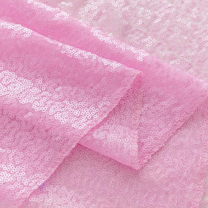 Sugargirl Matte Pink Sequin Backdrop Curtain 4 Panels 2FTx8FT Glitter Pink Background Drapes Sparkle Photography Backdrop for Party Wedding Birthday Wall Decoration