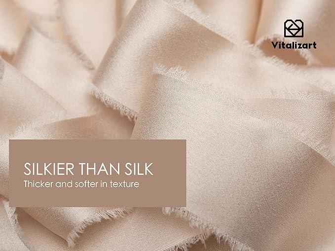 Vitalizart Silk Like Satin Ribbon 1 inch x 30 Yard Light Nude Handmade Frayed Ribbons for Gift Wrapping Baby Shower Wedding Bridal Bouquets Holiday Decor