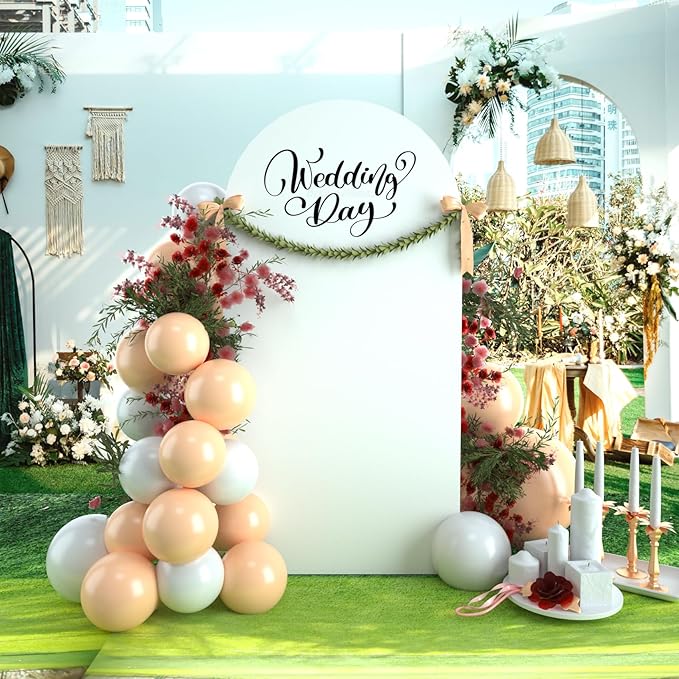 bricia Wedding Arch Backdrop Stand Cover, 7.2FT Double Sided Stretchy Arch Cover Fitted Wedding Birthday Party Banquet Decoration (White 86.4''Lx48''W)