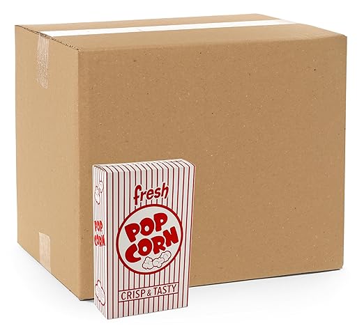 Snappy 3J Red & White Striped Close Top Popcorn Boxes for Movie Night Supplies, Popcorn Boxes Bulk 15000 Count, Movie Night Popcorn Boxes 1.25 oz. Capacity, 4.625” x 2” x 7.5” Popcorn Containers