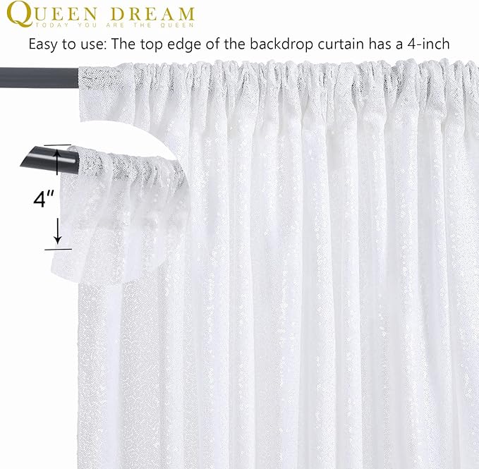 White Sequin Backdrop Curtain 4 Pack 2ft x 8ft Backdrop Birthday Party Backdrop Wedding Ceremony Background