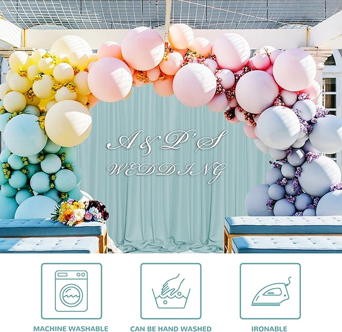 MEETSKY Light Green Backdrop Curtains 10ft x 10ft for Wedding Birthday Baby Shower Photography Party Backdrop Fabric Curtains Drapes Rod Pocket Light Filtering Window Drapes, 5ft x 10ft, 2 Panels