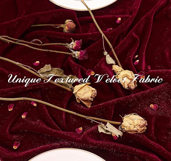 Velvet Table Runner 20 x 120 Inches 10ft Luxurious Thick Soft Velvet Christmas Thanksgiving Wedding Reception Table Runner for Party Reception Decorations(Burgundy, 6 Pack)