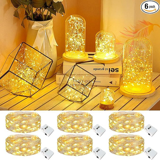 kolpop 6 Pack LED Fairy Lights Battery Operated, Mini Twinkle String Lights Battery Powered Waterproof for Christmas Mason Jars Party