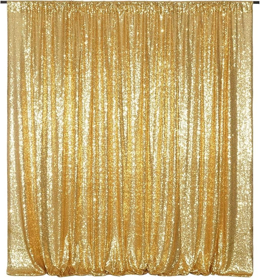 Poise3EHome 8FT x 10FT Sequin Photography Backdrop Curtain for Party Decoration, Golden