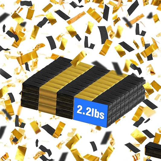 BLACK & GOLD Confetti Paper - BULK 2.2lbs | 1kg, Biodegradable Tissue Paper, Rainbow Light Weight, Non-Staining Paper, for Events, Crafts, Decorations