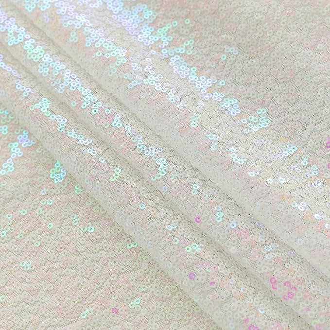 Sugargirl White Iridescent Sequin Backdrop Curtain 2 Panels 2FTx8FT Glitter White Iridescent Background Drapes Sparkle Photography Backdrop for Party Wedding Birthday Wall Decoration