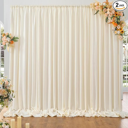 10ft x 10ft Thick Ivory Backdrop Curtains for Parties, 2 Panels 5ft x 10ft Non See Through Ivory Polyester Wedding Drapes Photo Backdrop for Birthday Party Graudation Photography Home Decor