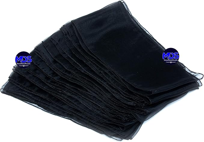 MDS Pack of 10 PCS Organza Chair Sashes Wider Dining Chair Bows Ribbon Tie Back for Wedding Party Birthday Bridal Shower Reception Event Banquet Home Chair Cover Decoration - Black