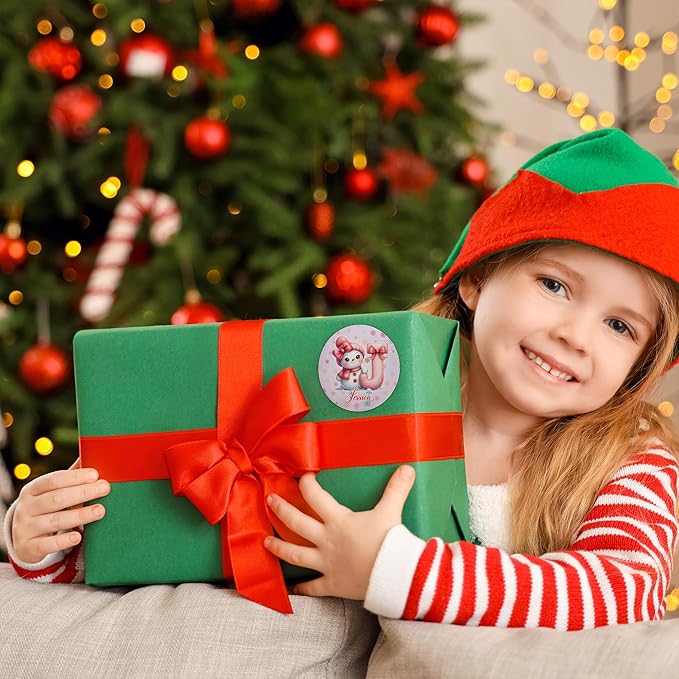 callie Personalized Christmas Stickers - Custom Name & Initial, 1.97 Inch Cute Snowman Design Merry Christmas Stickers Labels for Envelopes Seals Crafts Cards Gifts (30PCS)