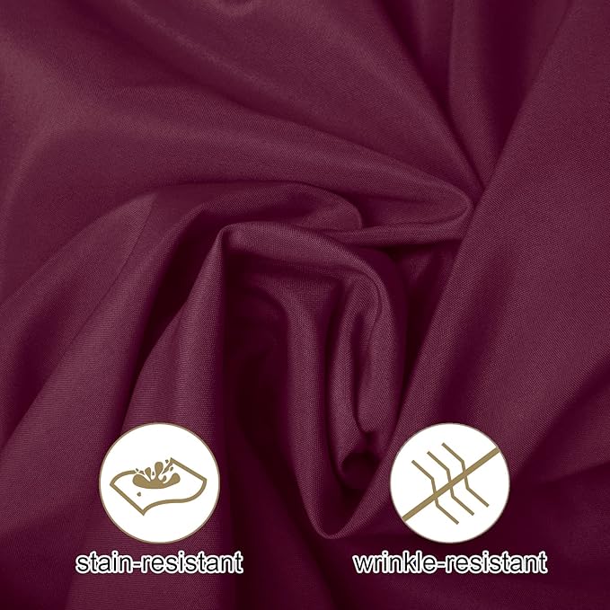 Ascoza 2pack 90x156 Inch Burgundy Rectangular Tablecloth 6 Feet Table Cloth in Polyester Fabric for Wedding/Banquet/Restaurant/Parties