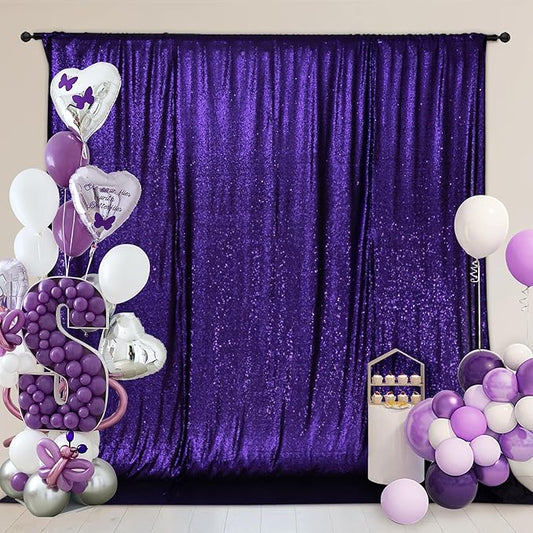 PartyDelight Sequin Backdrop Purple 6FTx6FT Wedding Curtain Special Events Party