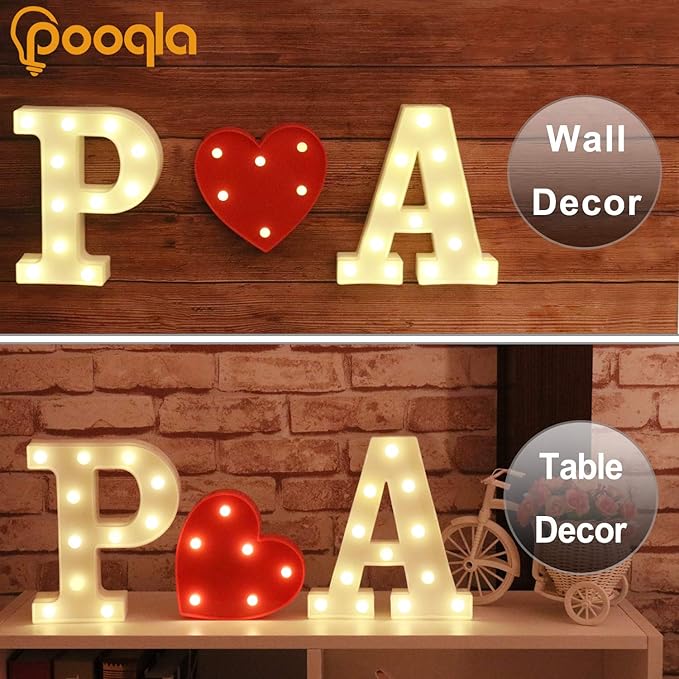 Pooqla LED Marquee Letter Lights Sign, Light Up Alphabet Letter for Home Party Wedding Decoration Y