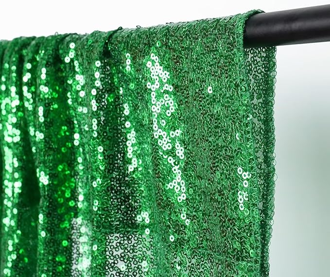 Eternal Beauty Green Sequin Backdrop, 6x8 Ft Glitter Background Curtains for Shimmer Photography Party Wedding Birthday Back Drop Decor