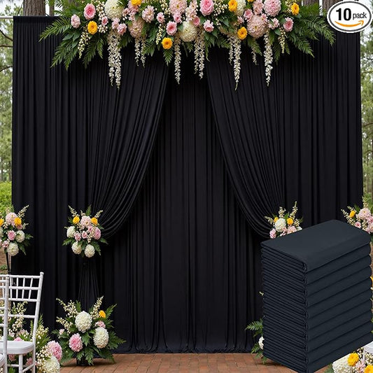 50ft x 15ft White Wrinkle Free Backdrop Curtain for Wedding Party, Silky Polyester Fabric Drapes Backdrop, 10 Panels 15ft Photo Back Drop Curtains for Baby Shower Photography Stage Background Cloth