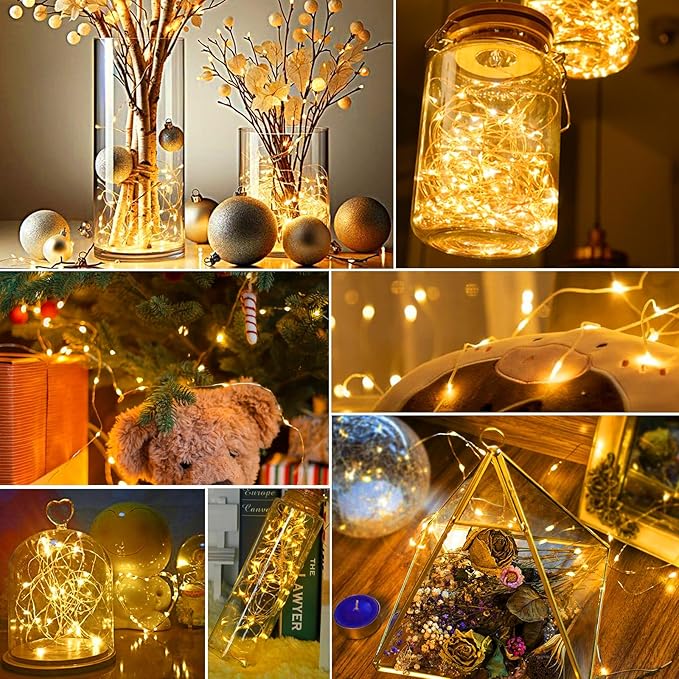 pozzolanas 12 Pack Warm White Battery Operated String Lights - 7ft Waterproof Fairy Lights with 20 LEDs for Home, Mason Jar, Party, Wedding, Halloween, Christmas Decorations