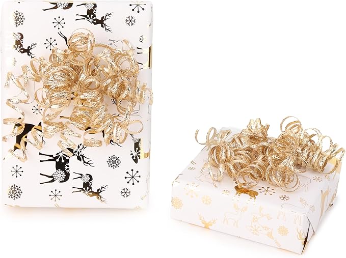 6" Metallic Champagne Christmas Curly Ribbon Bows for Gift Wrapping Self Adhesive Gift Bows for Holiday Decor, Baskets, Birthday, Wedding, Presents, Party Favors Decorations 6-Count