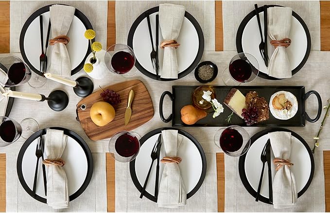 Solino Home Linen Light Natural Table Runner 48 Inches - Classic Hemstitch, 100% Pure Linen Coffee Table Runner 14 x 48 Inch Ideal for Dresser Tables - Fall, Autumn, Halloween, Thanksgiving, Christmas