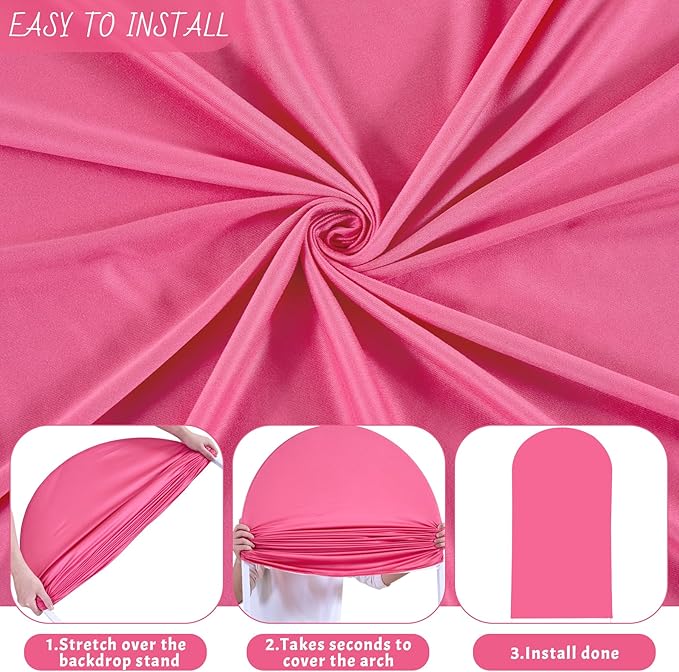 6.6FT Fuchsia Arch Backdrop Cover - Polyester Fitted Wedding Arch Stand Covers Round Top Chiara Arch Backdrop Cover for Birthday Party Banquet Photo Background Decoration