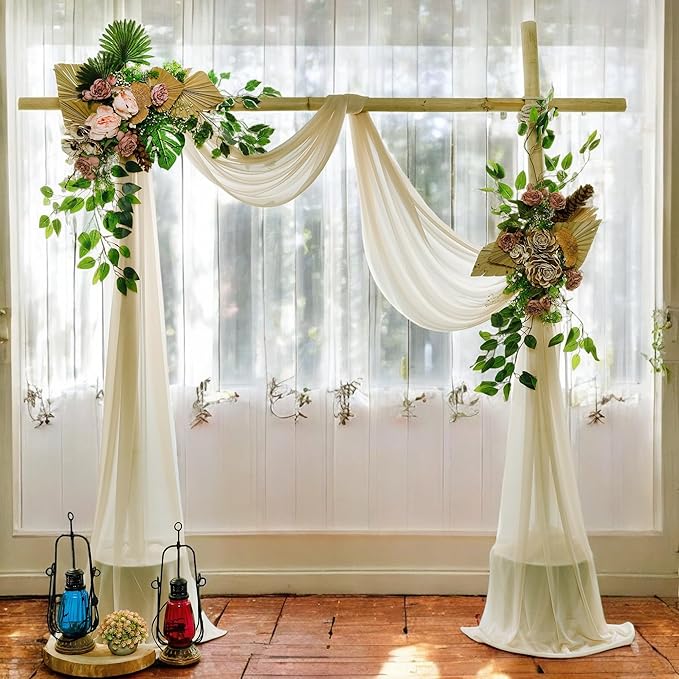 MDS Halloween Chiffon Draping Fabric - 1 Panel, 30" Wide x 50ft Long - Sheer Spooky Arbor & Canopy Drapery for Haunted House Backdrops, Party Ceilings, DIY Costumes & Themed Events - Champagne Gold