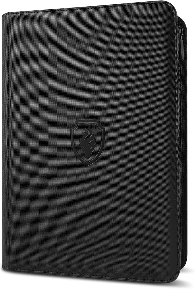 Premium Zip Card Binder, Fabmaker 9 Pocket Trading Card Binder, PU Cover Zipper Card Collection Album, Sturdy 360 Side-Loading Card Folder Holder for MTG, TCG, Game Cards, Sports Cards, Black