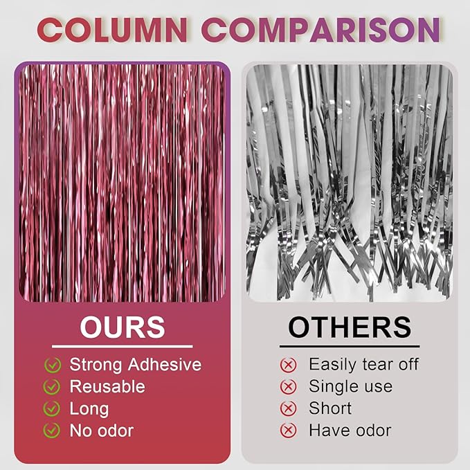 3 Pack 3.3 x 6.6 ft Burgundy Foil Fringe Backdrop Curtains, Tinsel Streamers Party Decorations, Fringe Backdrop for Birthday, Baby Shower, Gender Reveal, Graduation