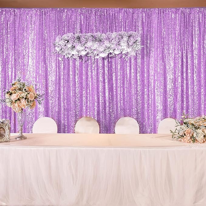 Lavender Sequin Backdrop Curtains 1 Panel 10FTx10FT Glitter Lavender Photo Backdrop Drapes Party Wedding Baby Shower Backdrop Sparkle Photography Background Backdrops