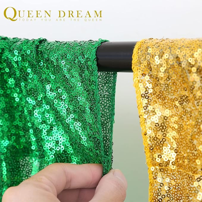 Green Sequin Backdrop Curtains 2 Panels 2FTx8FT Christmas Party Backdrop Glitter Birthday Bridal Wedding Curtains Sparkle Photo Backdrop