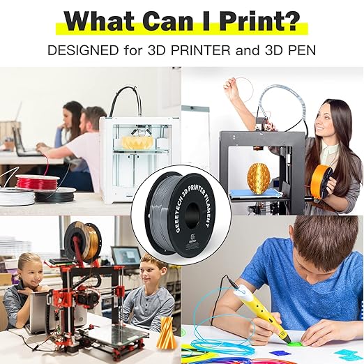 Geeetech TPU Filament 1.75mm – 95A Flexible 3D Printer Filament with High Elasticity, 1KG (2.2lbs) Spool, Dimensional Accuracy ±0.03mm, Fits Most FDM Printers (Grey)