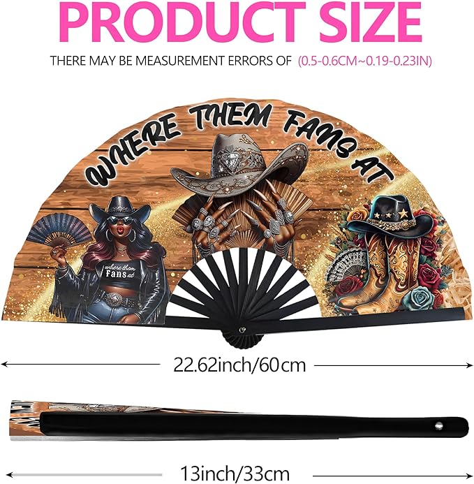 Boots On The Ground Hand Fan,Where Them Fans At Folding Fans,Clapping Clacking Fans For Line Dancing Unique Oriainal Pattern for Party Props Perfect Gifts for Line Dance Lover (Style 3)