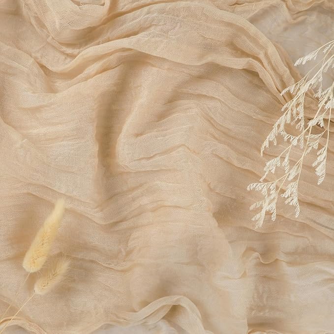 10 Pack Champagne Cheesecloth Table Runner 35x120 Inches, Fall Thanksgiving Cheese Cloth Table Runner 10FT Boho Sheer Gauze Runner for Bridal Shower Wedding Baby Shower Party Decor