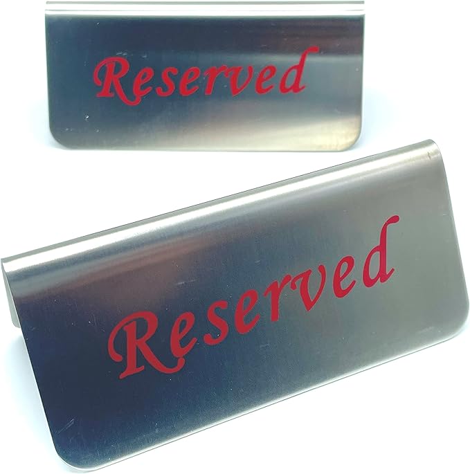 Metal Place Cards Stackable Tent Style Table Numbers,Place Card Holders for TRPG Wedding Party Restaurants Cafes Bars Gatherings Meeting Room Board Games (Red, Large Reserved 2pcs)