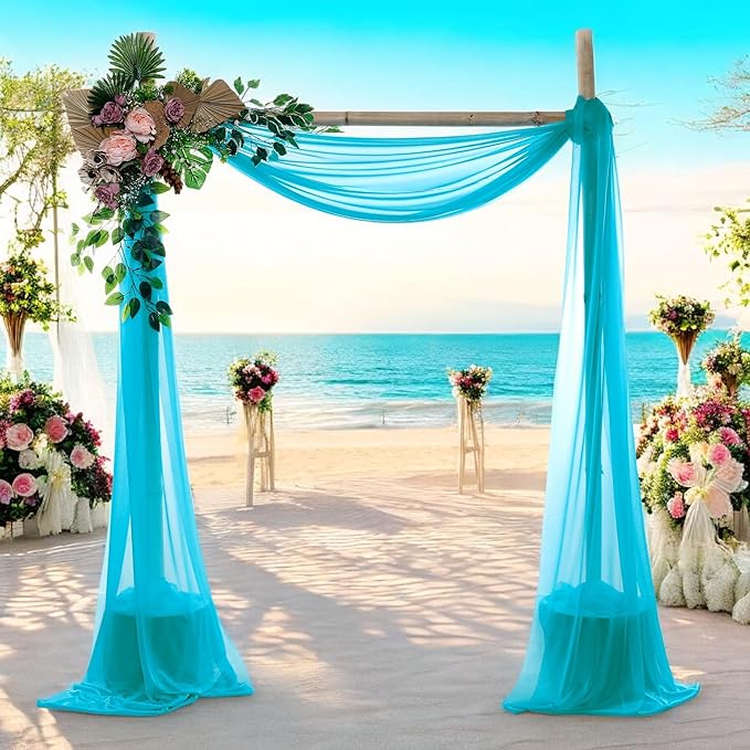 MDS Halloween Chiffon Draping Fabric - 1 Panel, 30" Wide x 40ft Long - Sheer Spooky Arbor & Canopy Drapery for Haunted House Backdrops, Party Ceilings, DIY Costumes & Themed Events - Peacock Blue