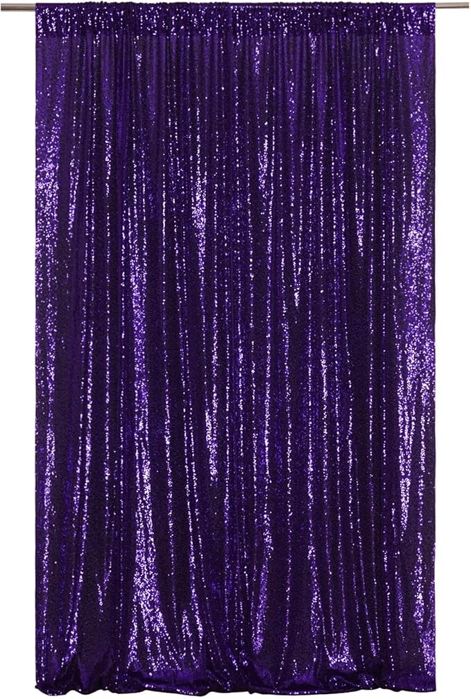 Poise3EHome 4x8ft Purple Sequin Backdrop, Upgrade Shimmer Backdrop for Wedding Christmas Party Photo Booths Event Decorations