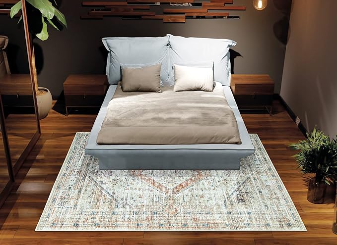Bloom Rugs Washable Non-Slip 9' x 12' Rug - Peach/Beige Traditional Area Rug for Living Room, Bedroom, Dining Room, and Kitchen - Exact Size: 9' x 12'