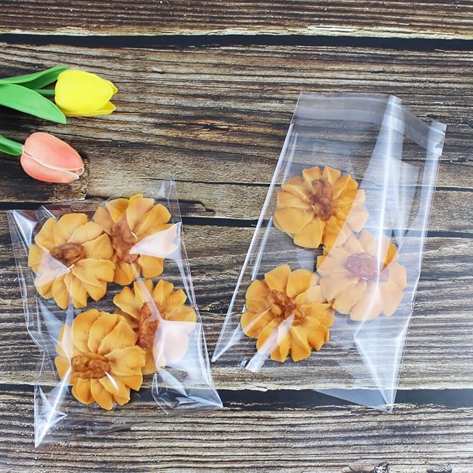 PigPotParty 5"x7" Cellophane Cookie Bags Self Sealing, 200 Pcs Clear Plastic Treat Individual Cookie Bags with seal, Perfect for Goodies, Party Favors, Snacks, Gift Wrapping