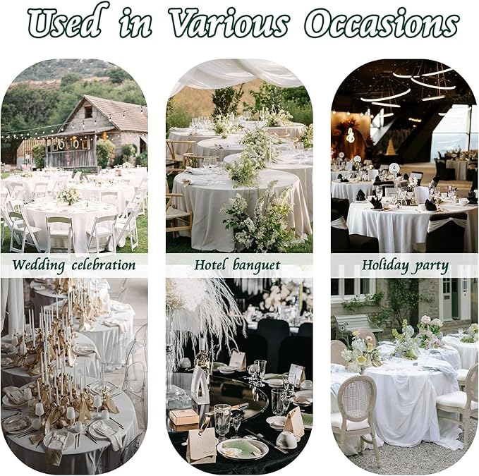 KKJIAF 1 Pack 60 Inch / 5ft Round Table Cloth, Hunter Green Overlay Round Satin Table Cover, Silky Satin Dining Tablecloths for Wedding Buffet Parties Banquet Decoration
