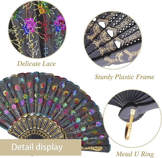 QIRMIZI 30 Pack Fabric Folding Handheld Fans, Perfect for Weddings, Parties, and Dancing,Multicolour